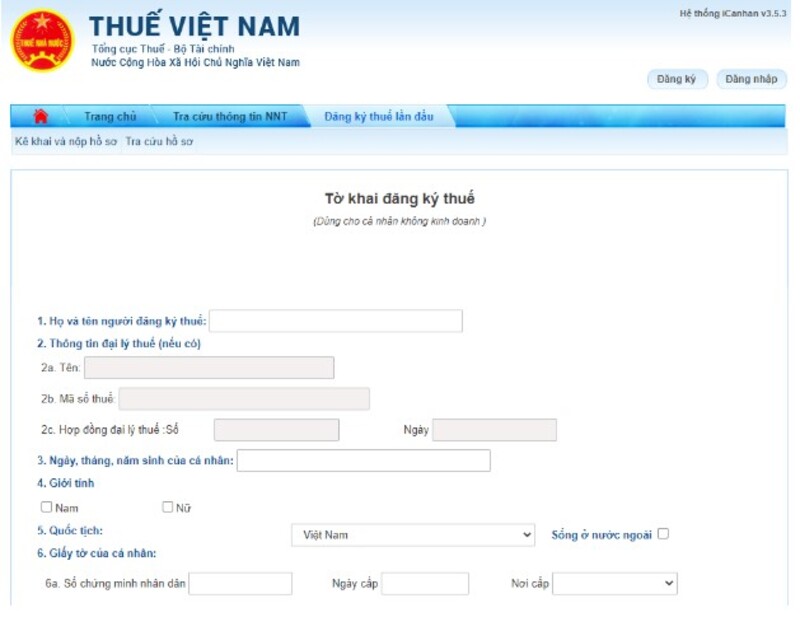 cách đăng ký mã số thuế cá nhân