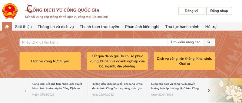 cách đăng ký tài khoản dịch vụ công