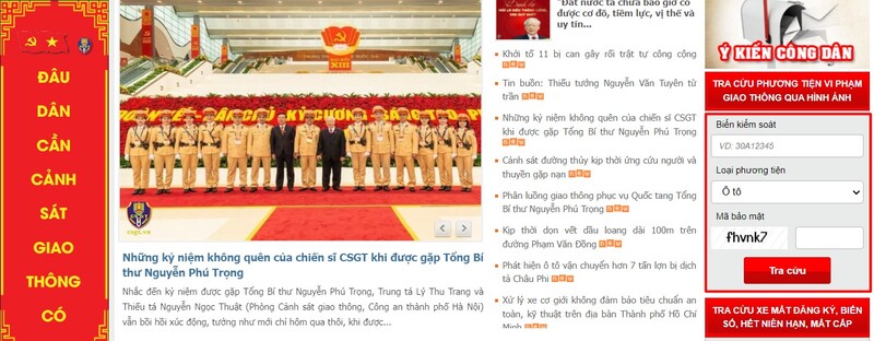 cách kiểm tra phạt nguội online website CSGT