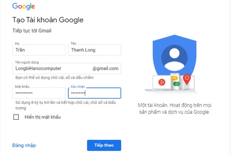 cách lập gmail trên máy tính