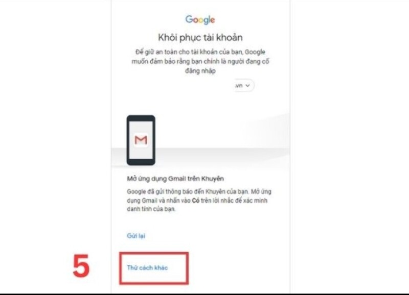 cách lấy lại mật khẩu gmail bằng email khôi phục