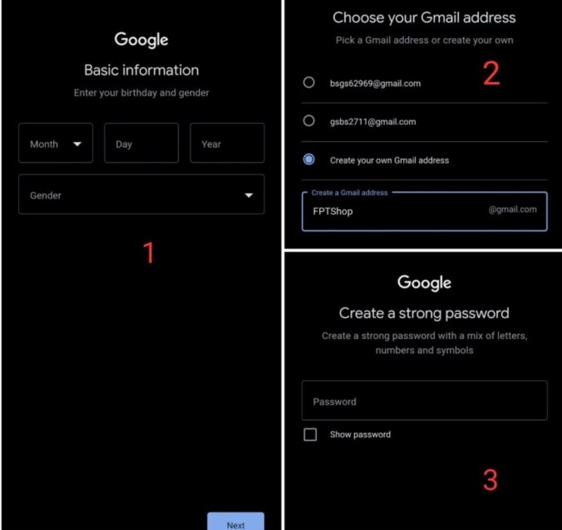 cách tạo gmail trên điện thoại Android