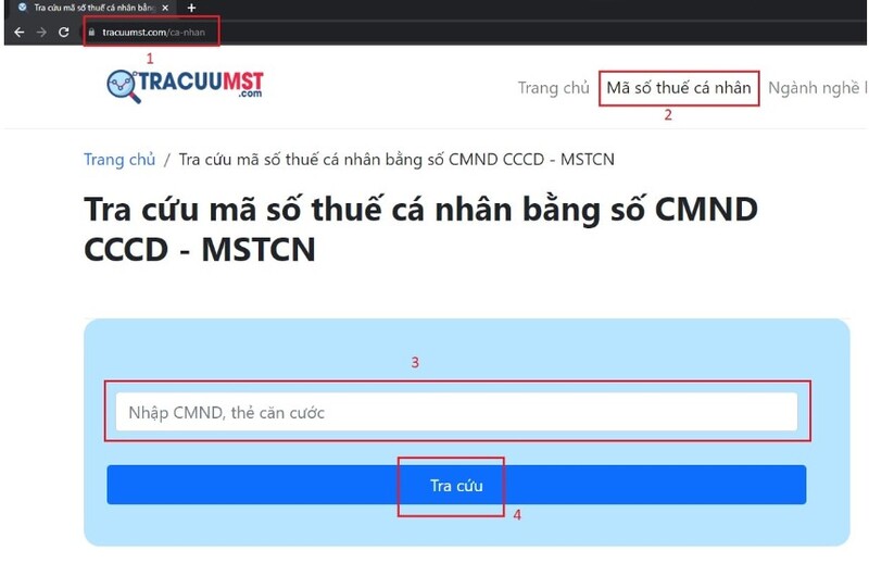 cách tra MST cá nhân
