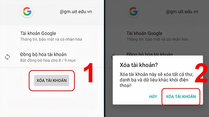 cách xóa tài khoản Google trên Android