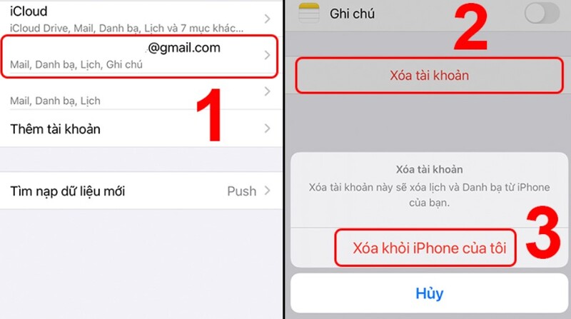 cách xóa tài khoản google trên Iphone