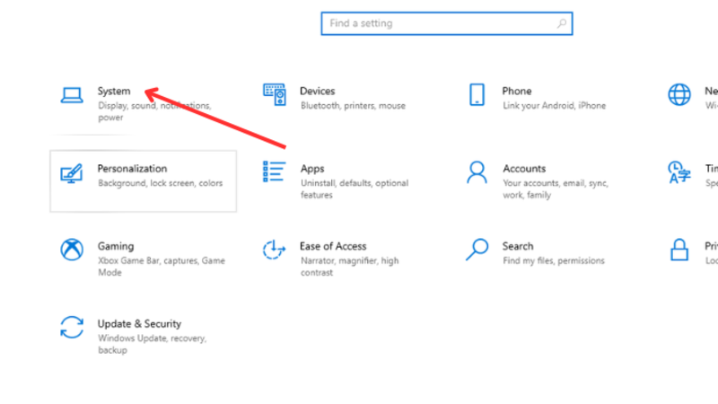 nhấn phím “Windows + I” để mở cài đặt Settings