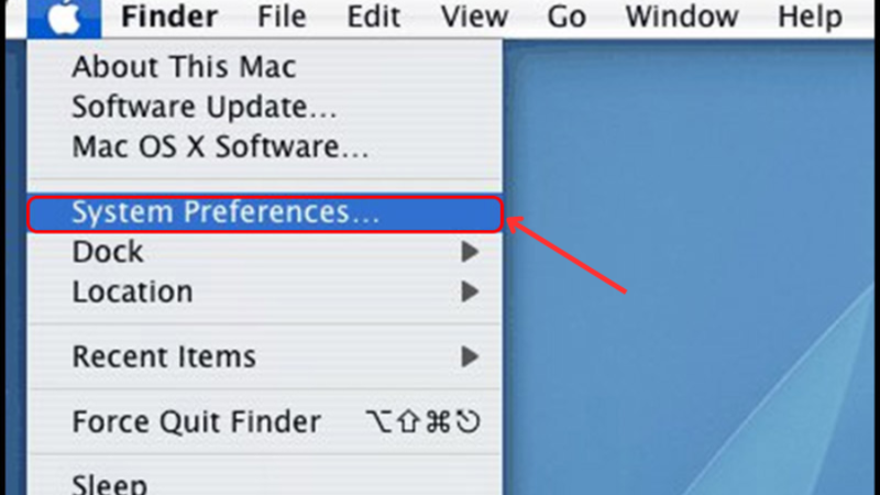 Nhấp vào biểu tượng Apple ở góc trên bên trái và chọn System Preferences