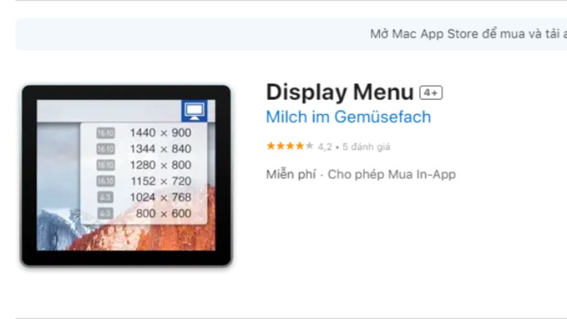 Tải phần mềm Display Menu để xoay màn cho máy tính hệ điều hành macOS