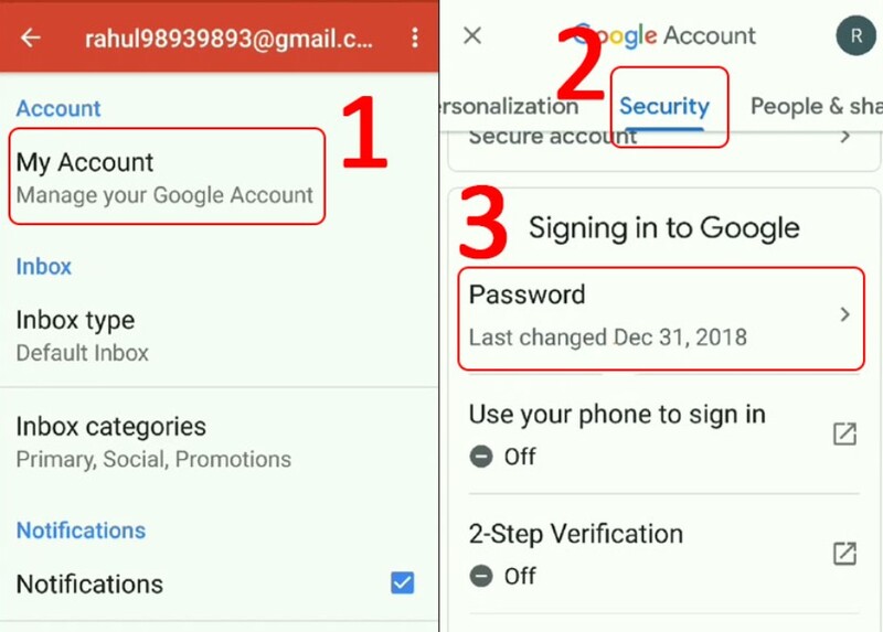 cách đổi mật khẩu gmail điện thoại android
