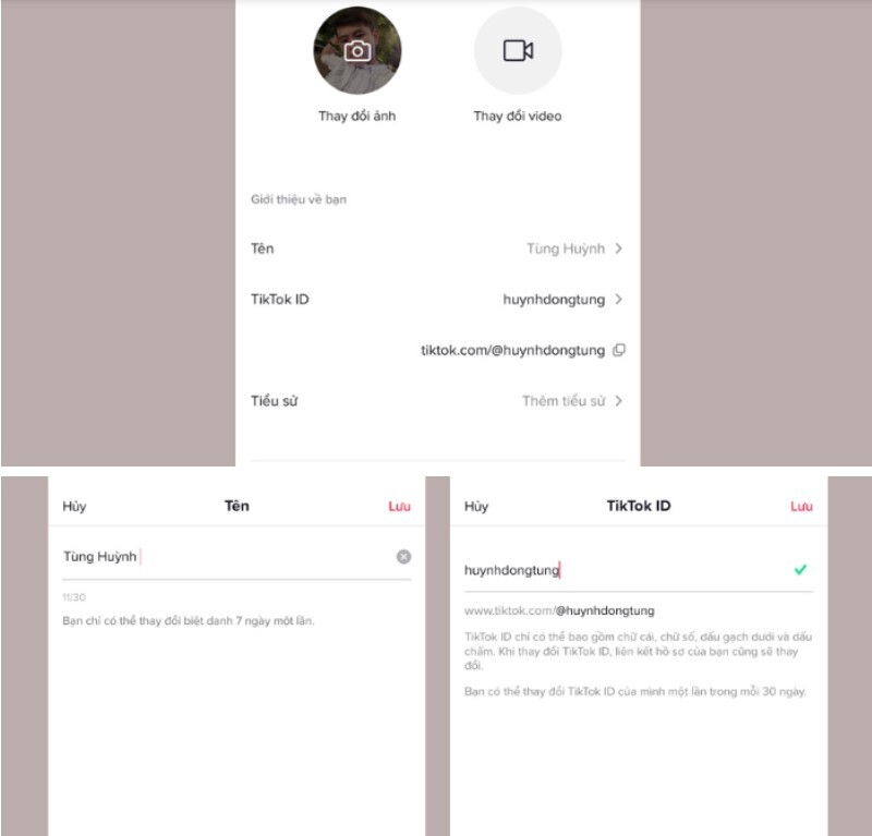 cách đổi tên TikTok chưa đủ 7 ngày