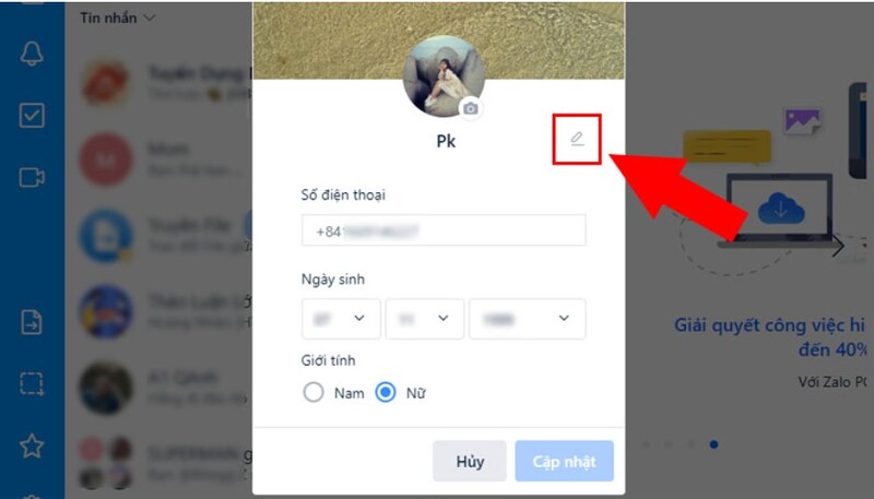 cách đổi tên zalo trên máy tính