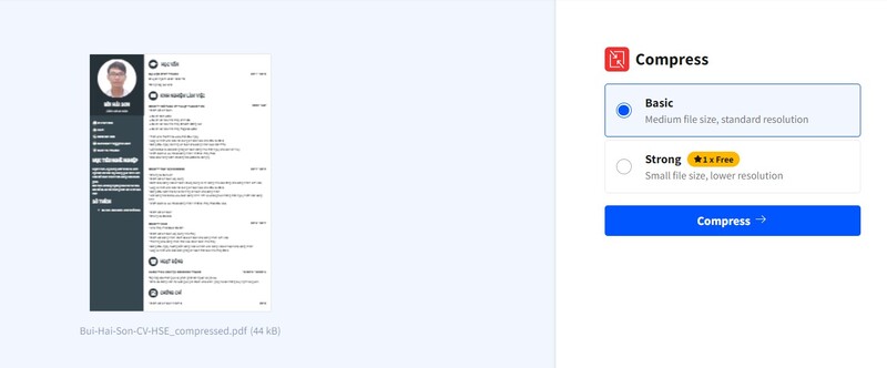 cách giảm dung lượng file pdf bằng small pdf