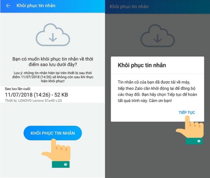 cách khôi phục tin nhắn zalo chưa sao lưu