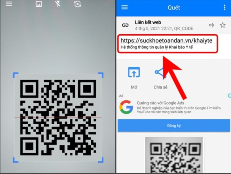 cách quét mã QR trên ứng dụng Barcode