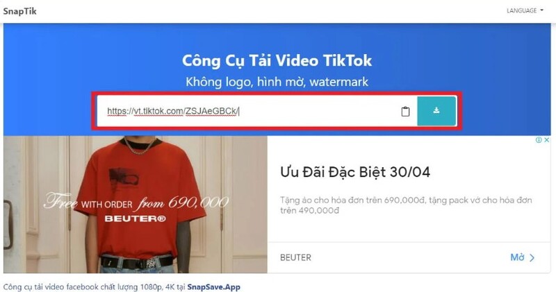 cách tải video TikTok không logo