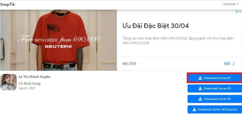 cách tải video TikTok không logo