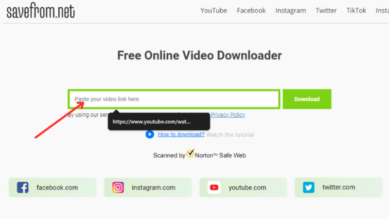 Copy đường link của video YouTube và dán tại các trang tải video trực tuyến