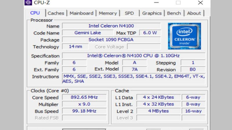 Sử dụng CPU-Z để check thông số kỹ thuật của máy tính