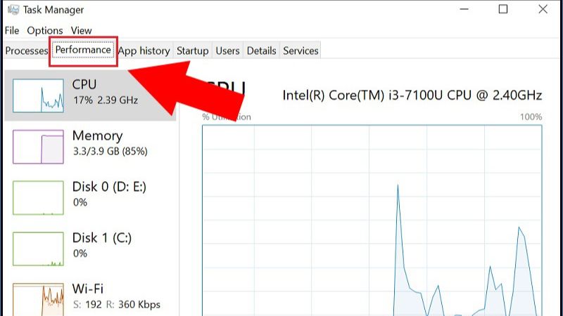 Sử dụng Task Manager để kiểm tra cấu hình máy tính