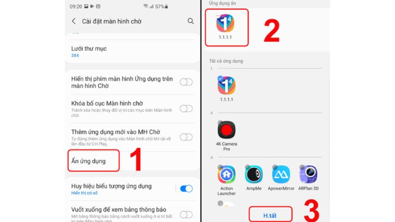 cách bỏ ẩn ứng dụng trên samsung