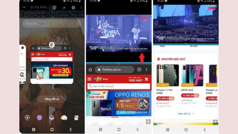cách chia màn hình Samsung đa nhiệm