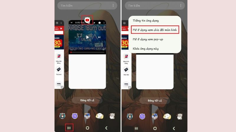 cách chia màn hình Samsung đa nhiệm