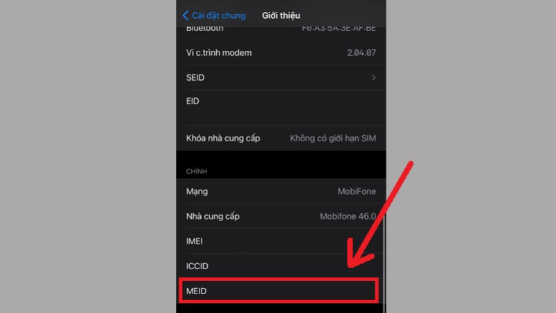 Cách kiểm tra iPhone chính hãng bằng MEID trong phần cài đặt 2
