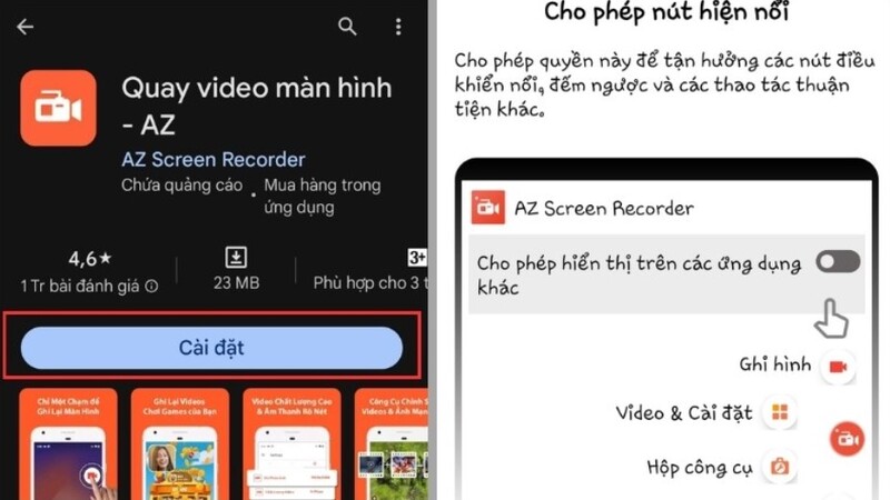 cách quay màn hình Samsung bằng AZ Screen Recorder