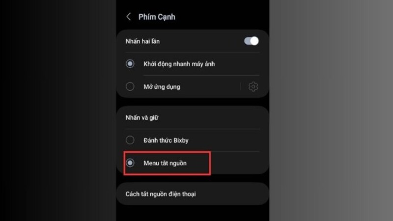 cách tắt nguồn Samsung bằng cài đặt