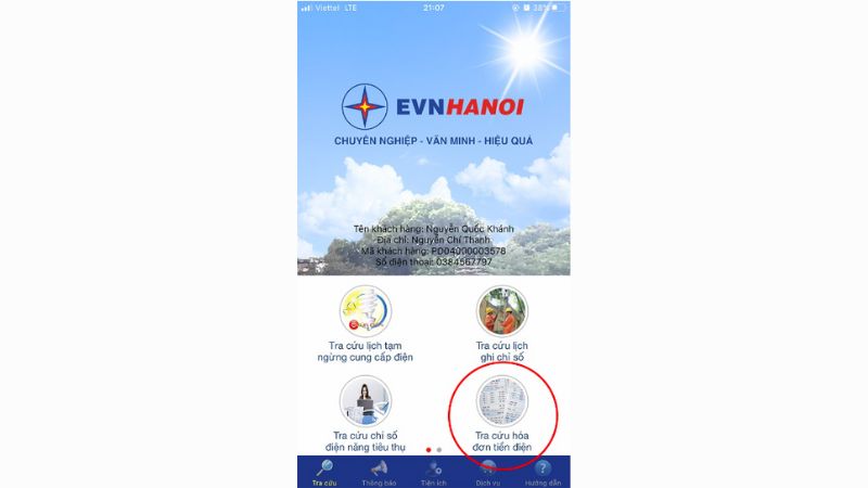 cách tra cứu tiền điện tháng