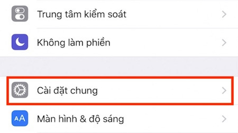 Cài đặt chung iPhone