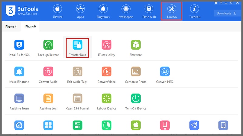 Chọn Transfer Data 3uTools