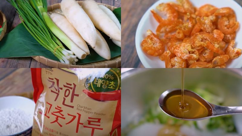 Chuẩn bị nguyên liệu làm kim chi củ cải