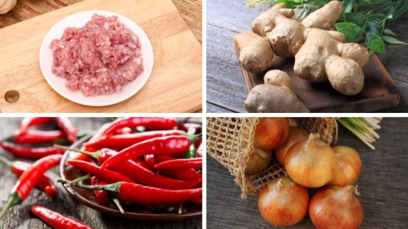 Chuẩn bị nguyên liệu làm nem nướng bằng chảo