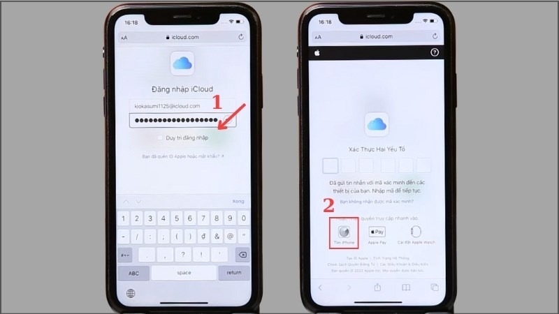 đăng nhập iCloud