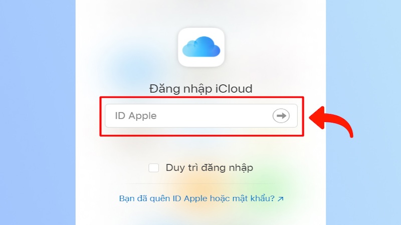 Đăng nhập tài khoản iCloud