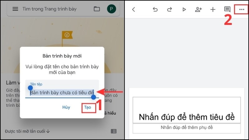 đăng nhập vào Google Trang trình bày