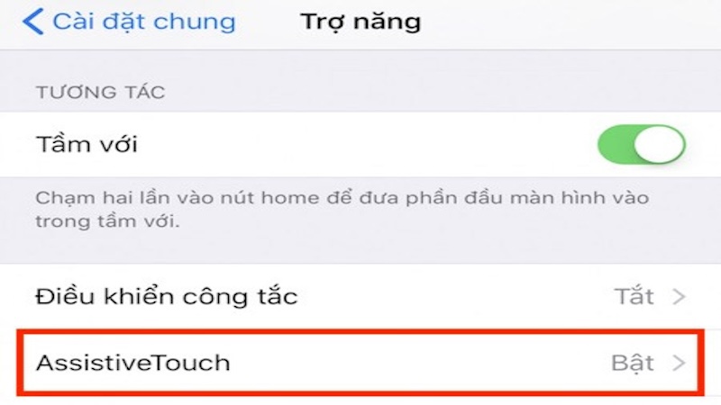 Kích hoạt Assistive Touch