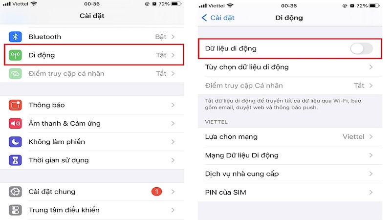 Kích hoạt Dữ liệu di động điện thoại Iphone