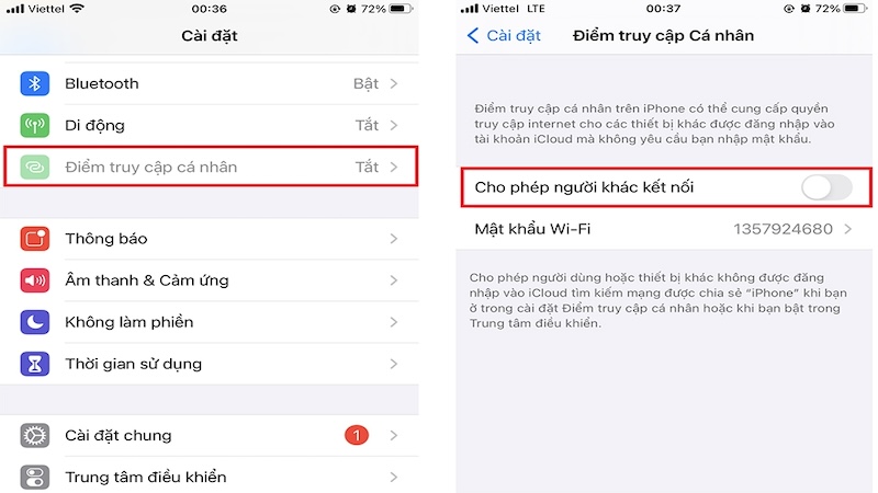 Kích hoạt tính năng cho phép người khác kết nối