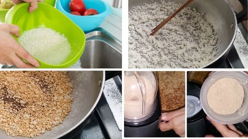 làm thính gạo chuẩn vị cho mắm tép