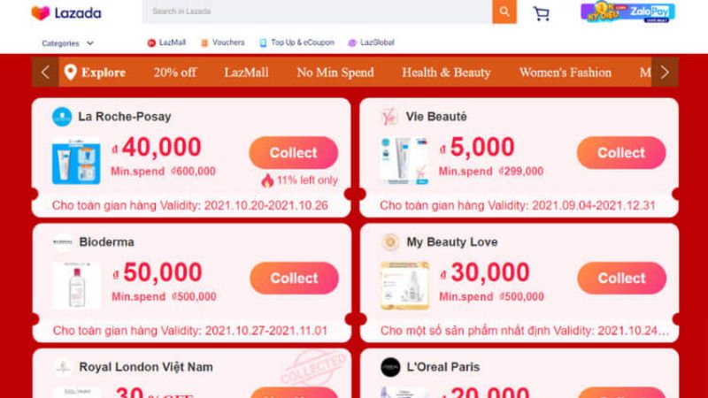 Truy cập vào shop bán hàng để lấy mã giảm giá của shop