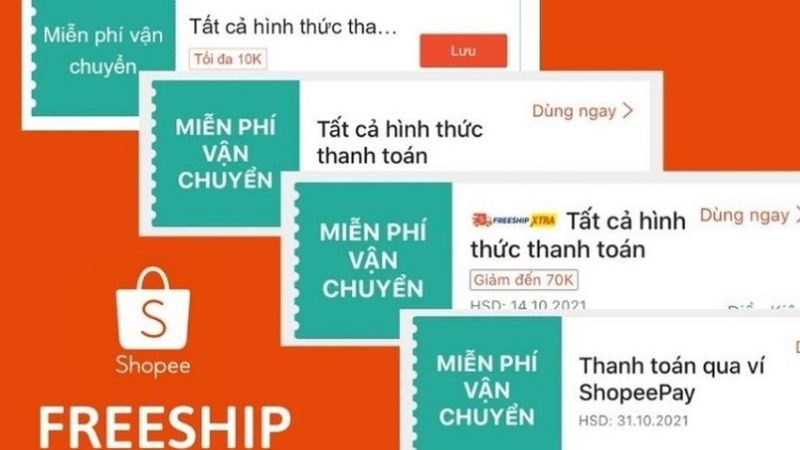 Mã miễn phí vận chuyển là loại mã phổ biến nhất trên Shopee