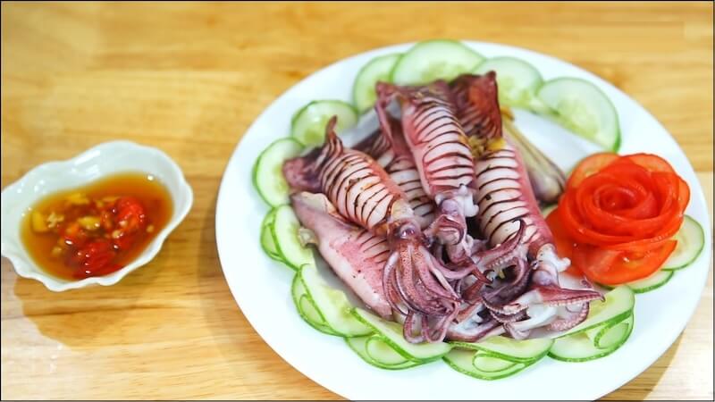 mực hấp bia