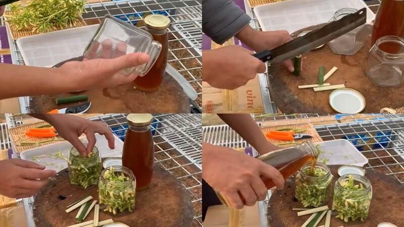Ngâm hoa đu đủ với mật ong