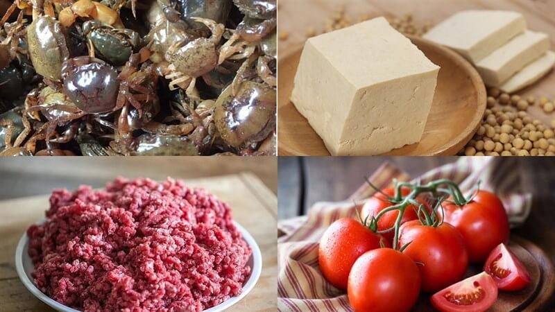 nguyên liệu bún riêu cua đồng