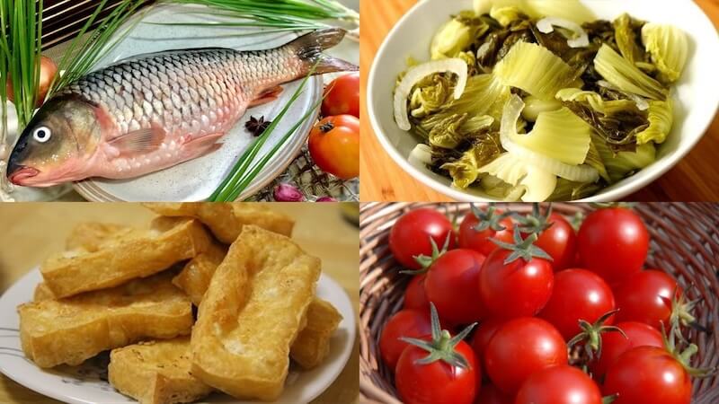nguyên liệu cá chép om dưa 