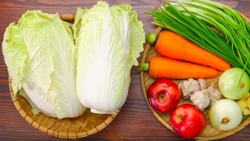 Nguyên liệu làm kim chi cải thảo
