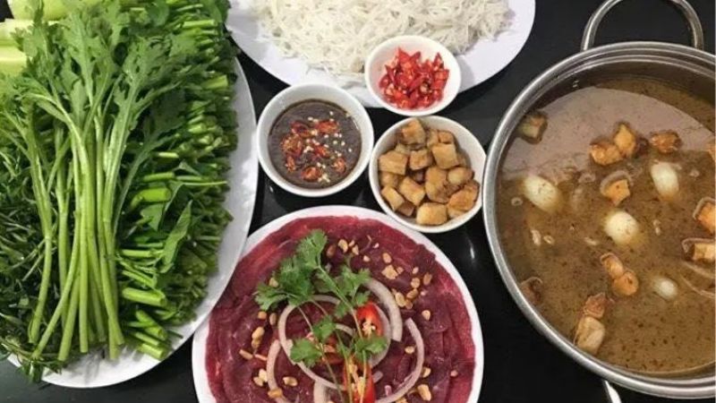 Nguyên liệu làm lẩu bò mắm ruốc