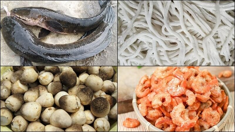 nguyên liệu nấu bánh canh cá lóc